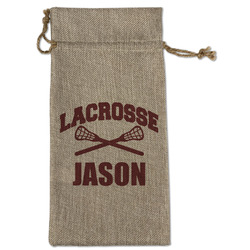 Lacrosse Large Burlap Gift Bag - Front (Personalized)