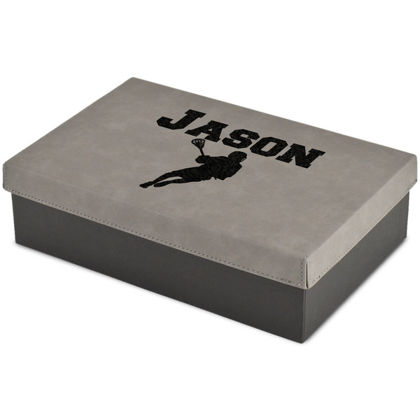 Custom Lacrosse Large Gift Box w/ Engraved Leather Lid (Personalized)