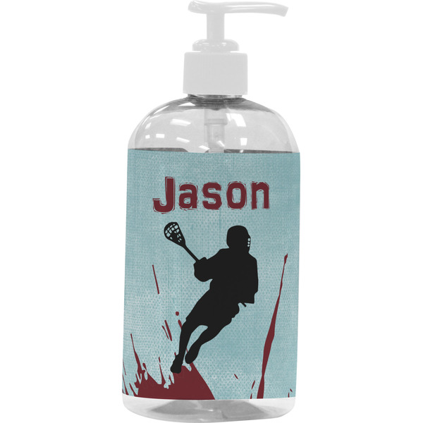 Custom Lacrosse Plastic Soap / Lotion Dispenser (16 oz - Large - White) (Personalized)