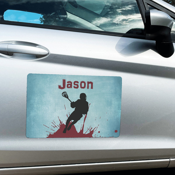 Lacrosse Large Rectangle Car Magnets- In Context