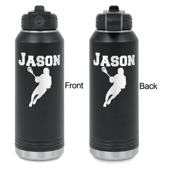 Lacrosse Laser Engraved Water Bottles - Front & Back Engraving - Front & Back View