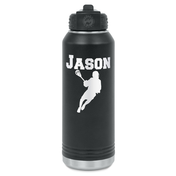 Custom Lacrosse Water Bottle - Laser Engraved - Front (Personalized)