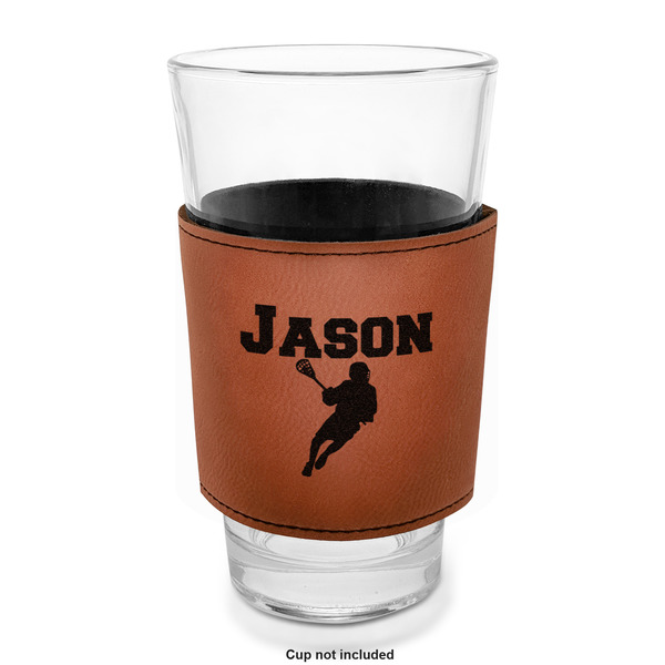 Lacrosse Laserable Leatherette Mug Sleeve - In pint glass for bar