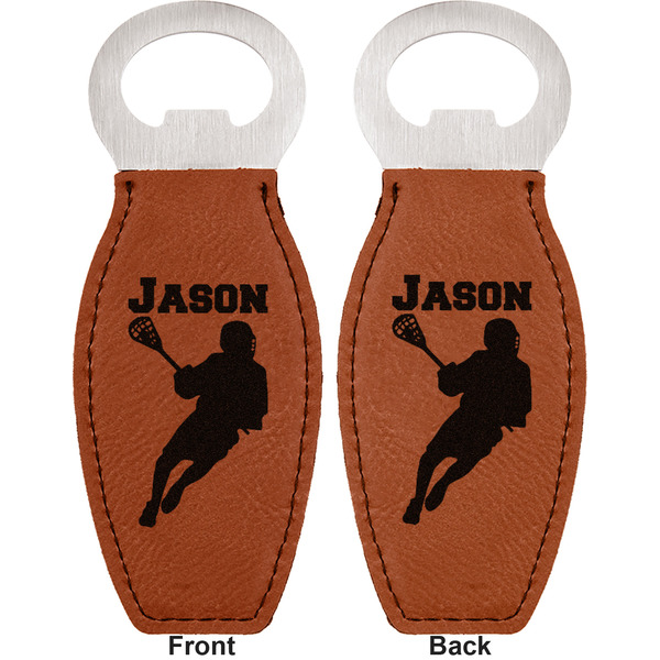 Lacrosse Leather Bar Bottle Opener - Front and Back