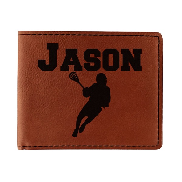 Custom Lacrosse Leatherette Bifold Wallet - Single Sided (Personalized)