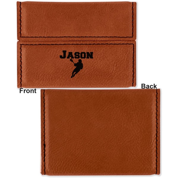 Lacrosse Leather Business Card Holder Front Back Single Sided - Apvl