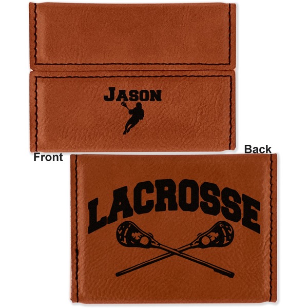 Lacrosse Leather Business Card Holder - Front Back