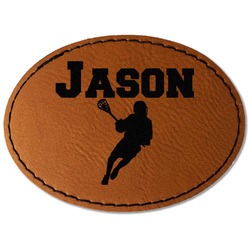 Lacrosse Faux Leather Iron On Patch - Oval (Personalized)