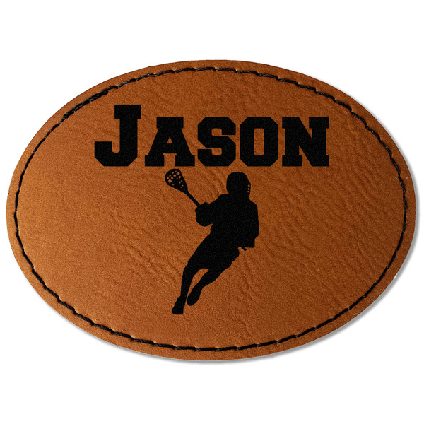 Custom Lacrosse Faux Leather Iron On Patch - Oval (Personalized)