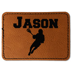Lacrosse Faux Leather Iron On Patch - Rectangle (Personalized)