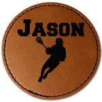 Lacrosse Faux Leather Iron On Patch - Round (Personalized)