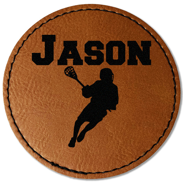 Custom Lacrosse Faux Leather Iron On Patch - Round (Personalized)
