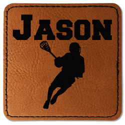 Lacrosse Faux Leather Iron On Patch - Square (Personalized)
