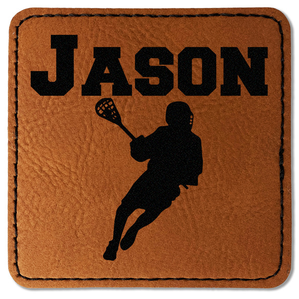 Custom Lacrosse Faux Leather Iron On Patch - Square (Personalized)