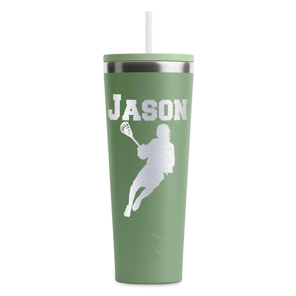Custom Lacrosse RTIC Everyday Tumbler with Straw - 28oz - Light Green - Double-Sided (Personalized)