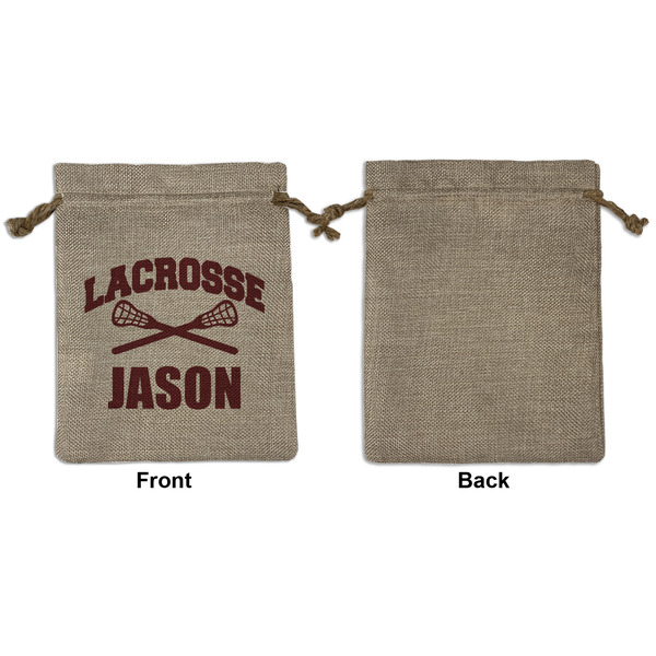 Lacrosse Medium Burlap Gift Bag - Front Approval