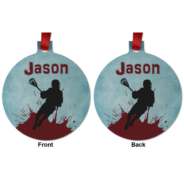 Lacrosse Metal Ball Ornament - Front and Back