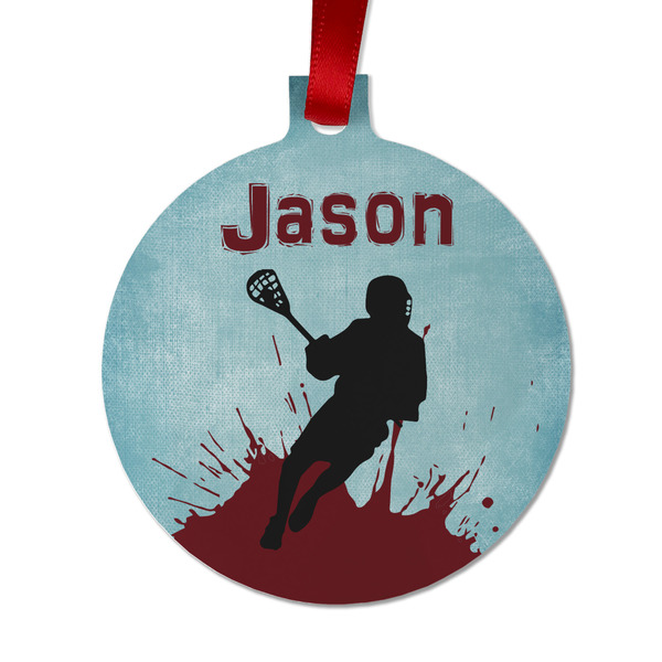 Custom Lacrosse Metal Ball Ornament - Double Sided w/ Name or Text