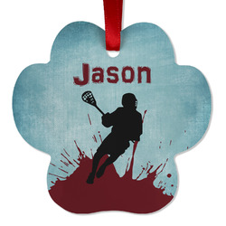 Lacrosse Metal Paw Ornament - Double Sided w/ Name or Text