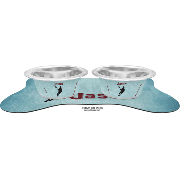 Lacrosse Metal Pet Bowls - On Dog Bone Shaped Mat