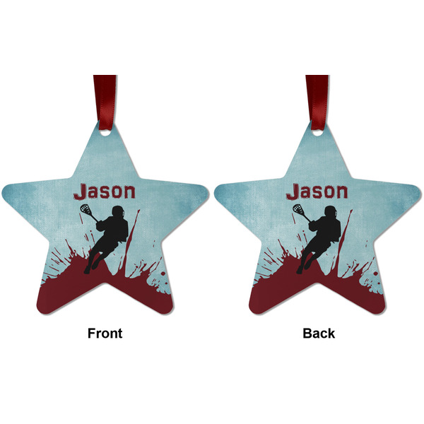 Lacrosse Metal Star Ornament - Front and Back
