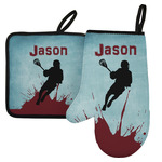 Lacrosse Left Oven Mitt & Pot Holder Set w/ Name or Text