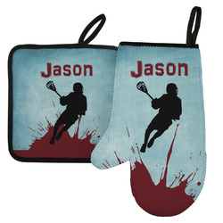 Lacrosse Left Oven Mitt & Pot Holder Set w/ Name or Text
