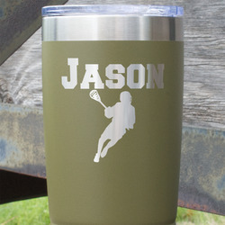 Lacrosse 20 oz Stainless Steel Tumbler - Olive - Double Sided (Personalized)