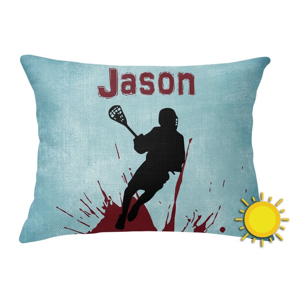 Custom Lacrosse Outdoor Throw Pillow (Rectangular) (Personalized)