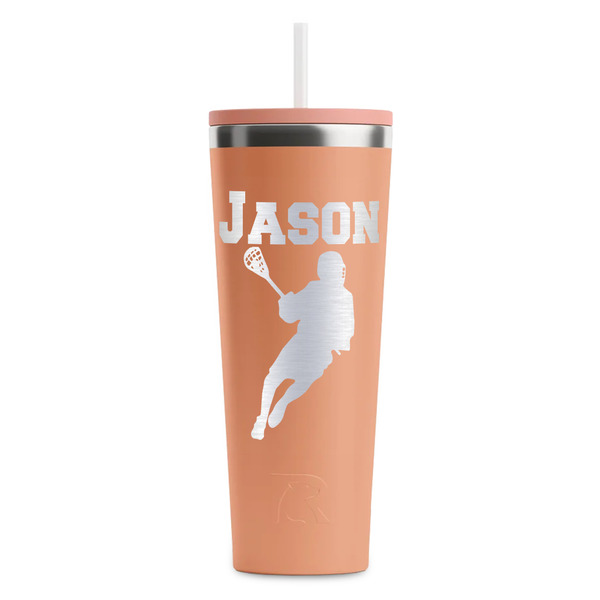 Custom Lacrosse RTIC Everyday Tumbler with Straw - 28oz - Peach - Single-Sided (Personalized)