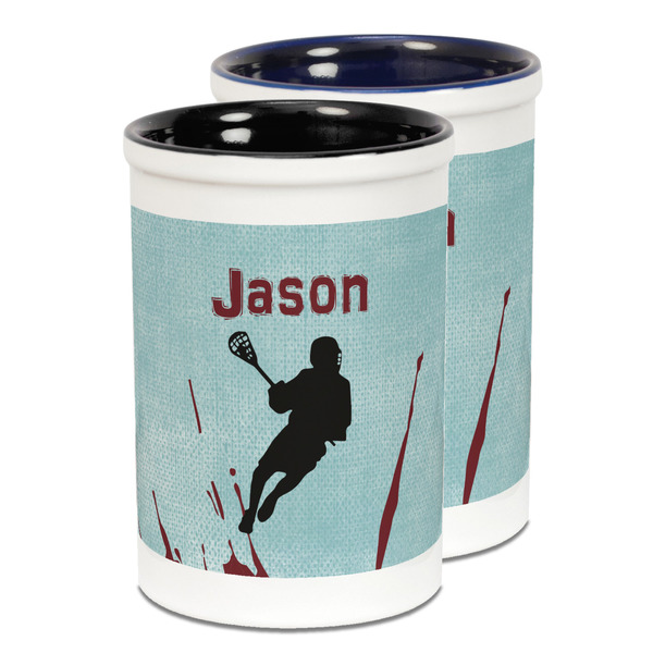 Custom Lacrosse Ceramic Pencil Holder - Large