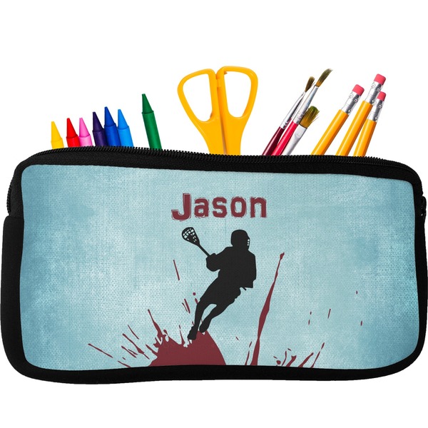 Custom Lacrosse Neoprene Pencil Case - Small w/ Name or Text