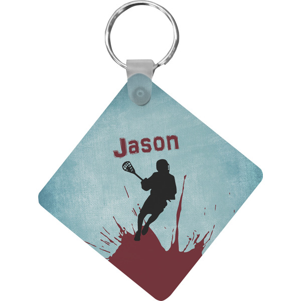 Custom Lacrosse Diamond Plastic Keychain w/ Name or Text