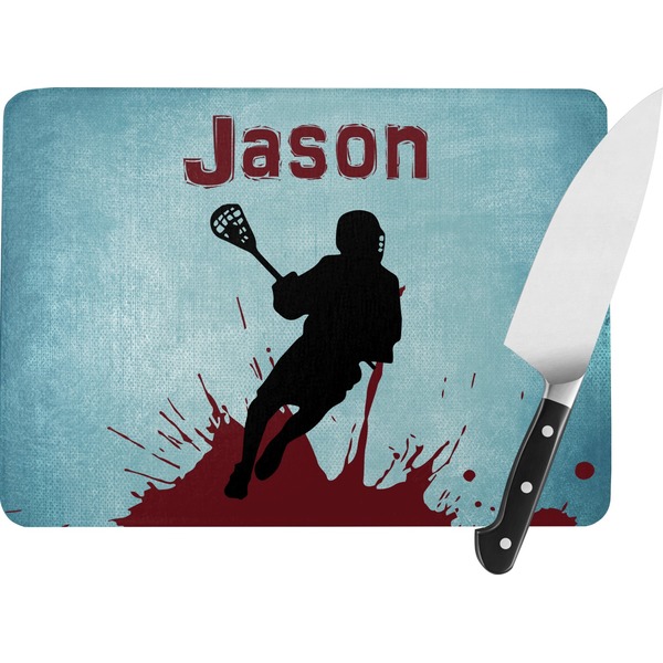 Custom Lacrosse Rectangular Glass Cutting Board (Personalized)