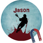 Lacrosse Round Fridge Magnet (Personalized)