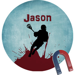 Lacrosse Round Fridge Magnet (Personalized)