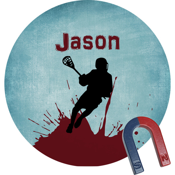 Custom Lacrosse Round Fridge Magnet (Personalized)