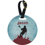 Lacrosse Plastic Luggage Tag - Round (Personalized)