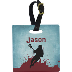 Lacrosse Plastic Luggage Tag - Square w/ Name or Text