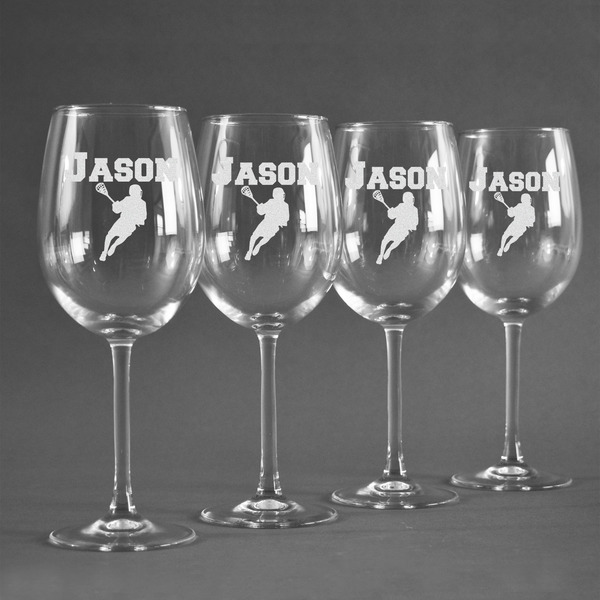 Lacrosse Personalized Wine Glasses (Set of 4)