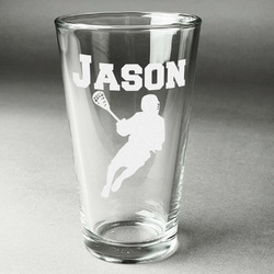 Lacrosse Pint Glass - Engraved (Single) (Personalized)