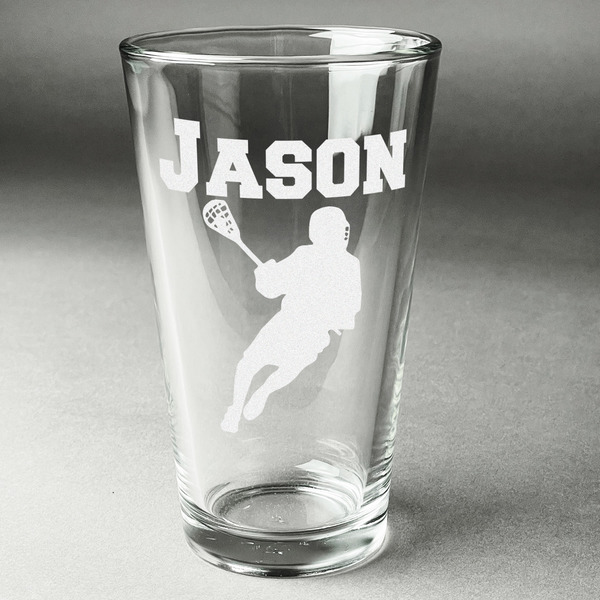 Custom Lacrosse Pint Glass - Engraved (Single) (Personalized)