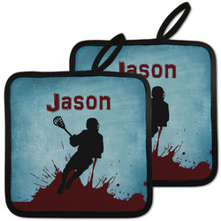 Lacrosse Pot Holders - Set of 2 w/ Name or Text
