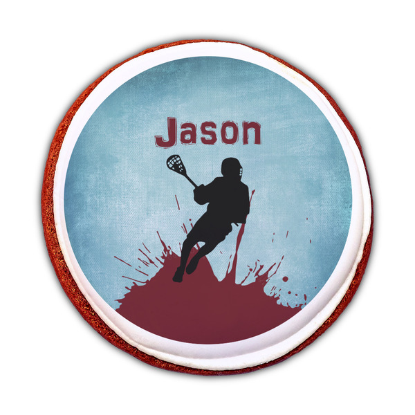 Lacrosse Printed Icing Circle - Medium - On Cookie