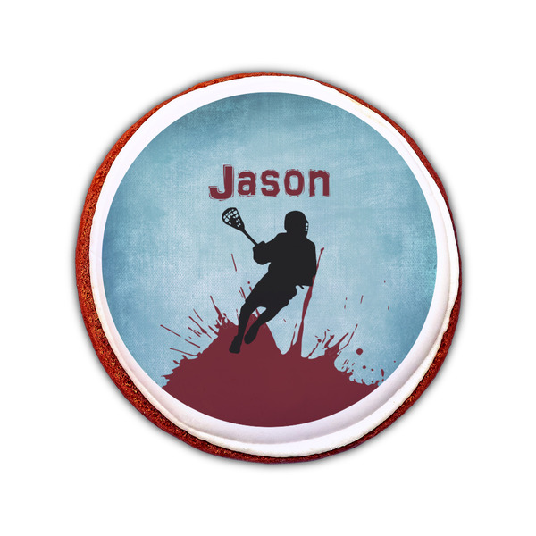 Lacrosse Printed Icing Circle - Small - On Cookie