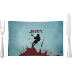 Lacrosse Glass Rectangular Lunch / Dinner Plate (Personalized)