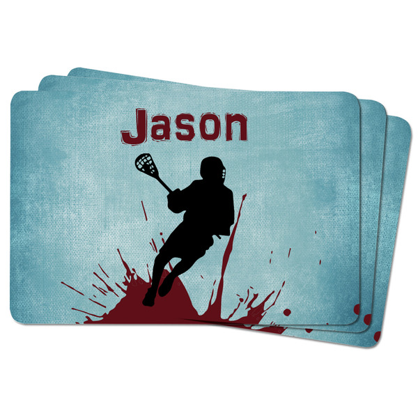 Lacrosse Rectangular Fridge Magnet - THREE