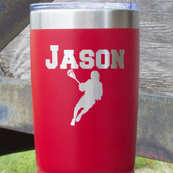 Lacrosse 20 oz Stainless Steel Tumbler - Red - Single Sided (Personalized)