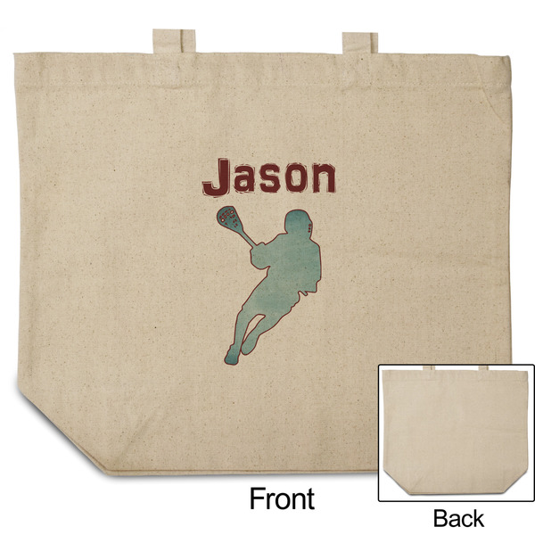 Lacrosse Reusable Cotton Grocery Bag - Front & Back View