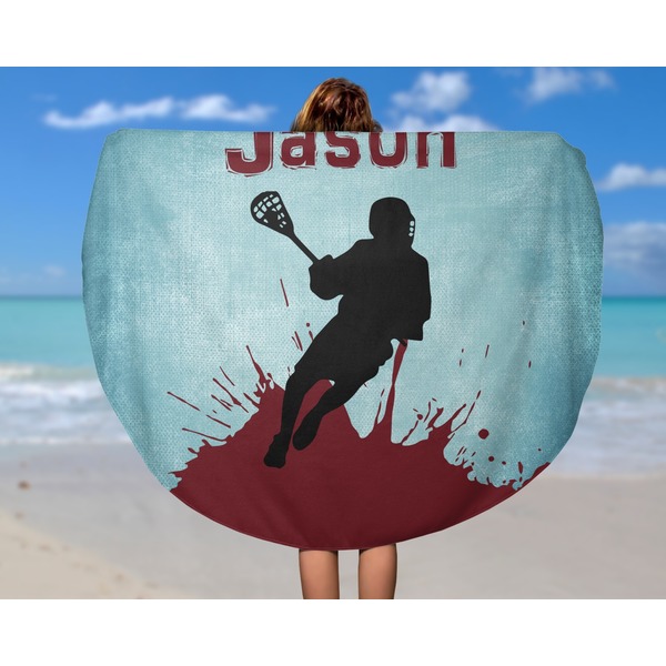 Lacrosse Round Beach Towel - In Use